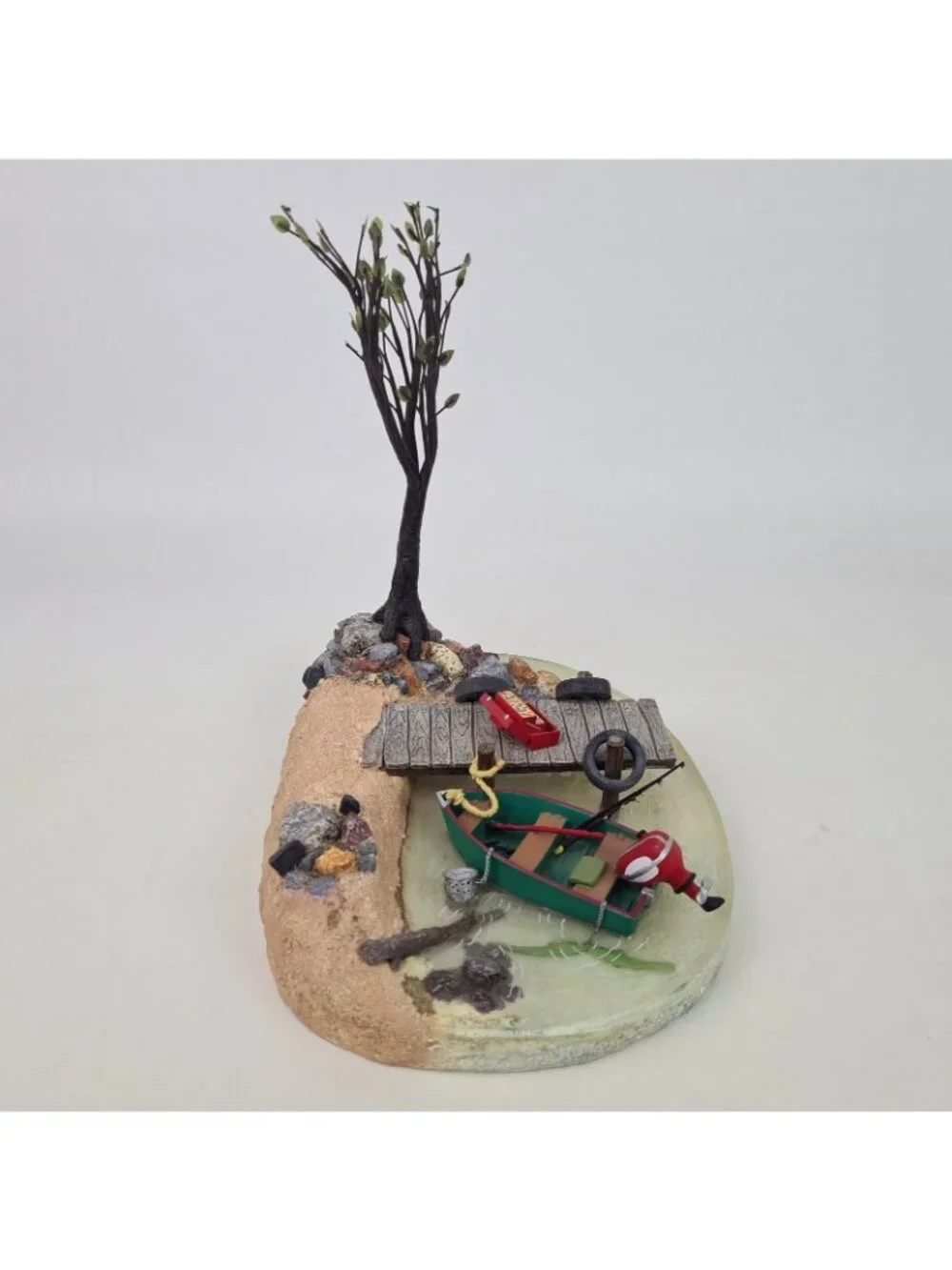 Department 56 Fishing At Trout Lake 53110 Village Accessories Porcelain Vntg
